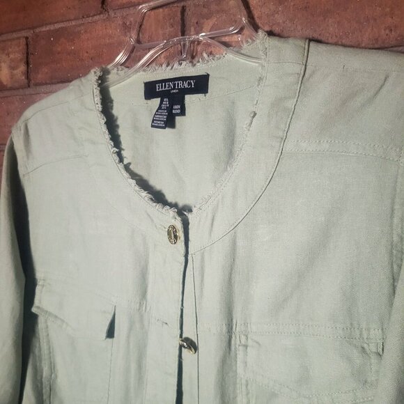 NWT!! Ellen Tracy Linen Blend Women's Pale Sage Lightweight - Picture 3 of 14